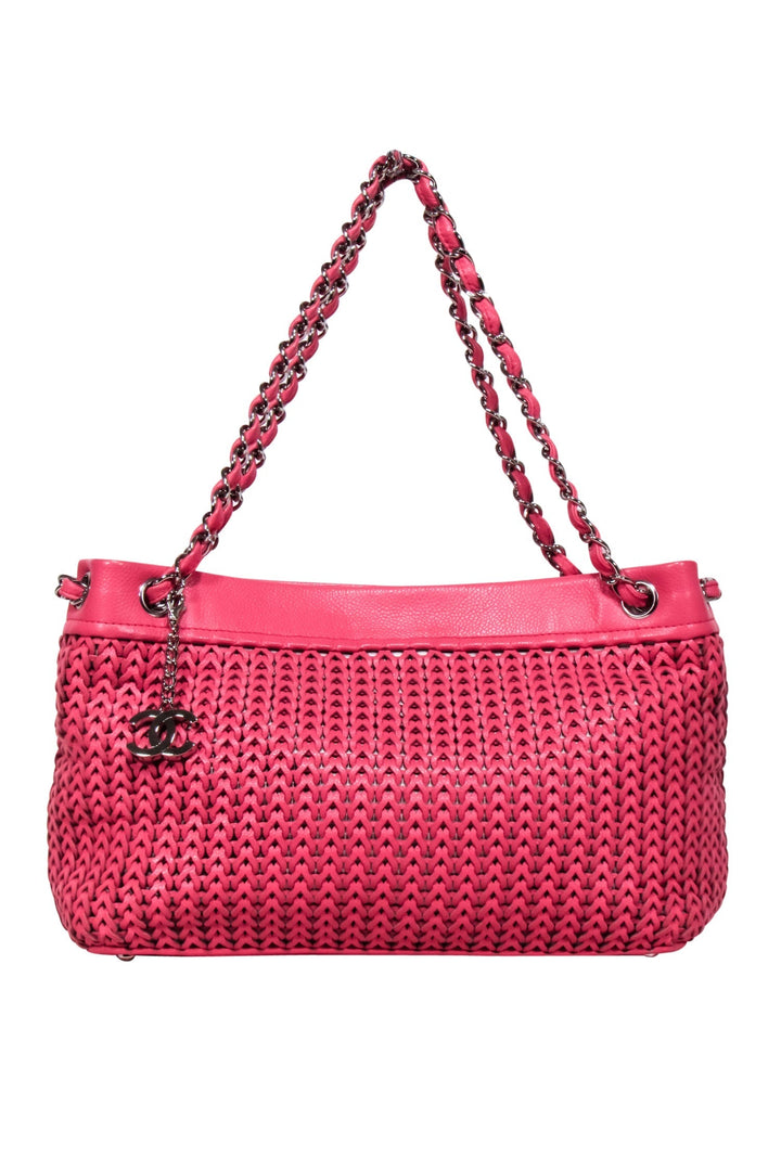 Top Quality Chanel - Pink Leather Woven Shoulder Bag