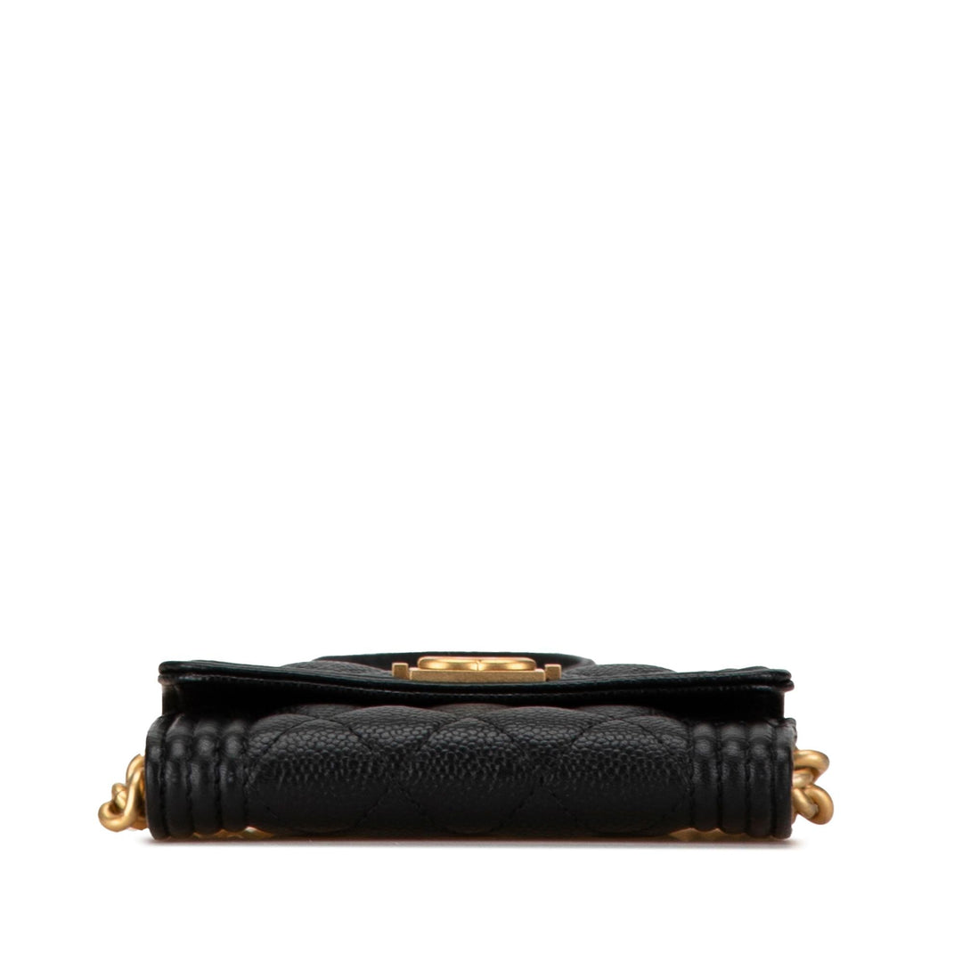Top Quality Chanel Quilted Caviar Boy Card Holder with Chain (SHG-S5eAfm)
