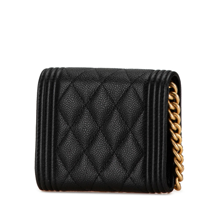 Top Quality Chanel Quilted Caviar Boy Card Holder with Chain (SHG-S5eAfm)