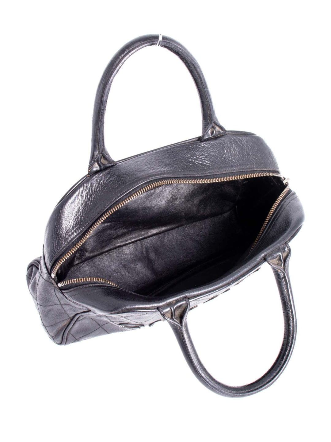 Top Quality Chanel Quilted Caviar Mini Bowler Logo Bag Black