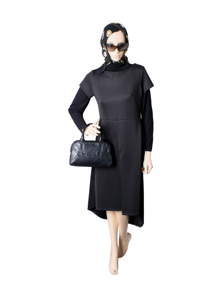Top Quality Chanel Quilted Caviar Mini Bowler Logo Bag Black