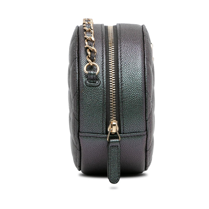 Top Quality Chanel Quilted Iridescent Caviar Round Clutch With Chain (SHG-5vHUZc)