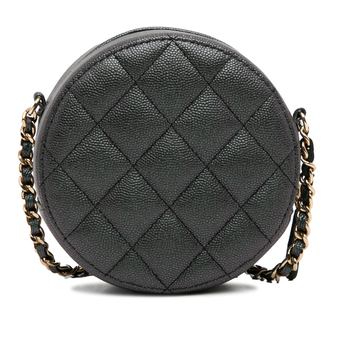 Top Quality Chanel Quilted Iridescent Caviar Round Clutch With Chain (SHG-5vHUZc)