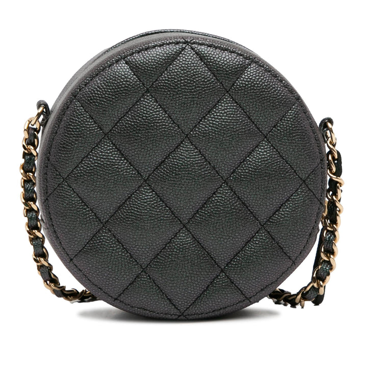 Top Quality Chanel Quilted Iridescent Caviar Round Clutch With Chain (SHG-5vHUZc)