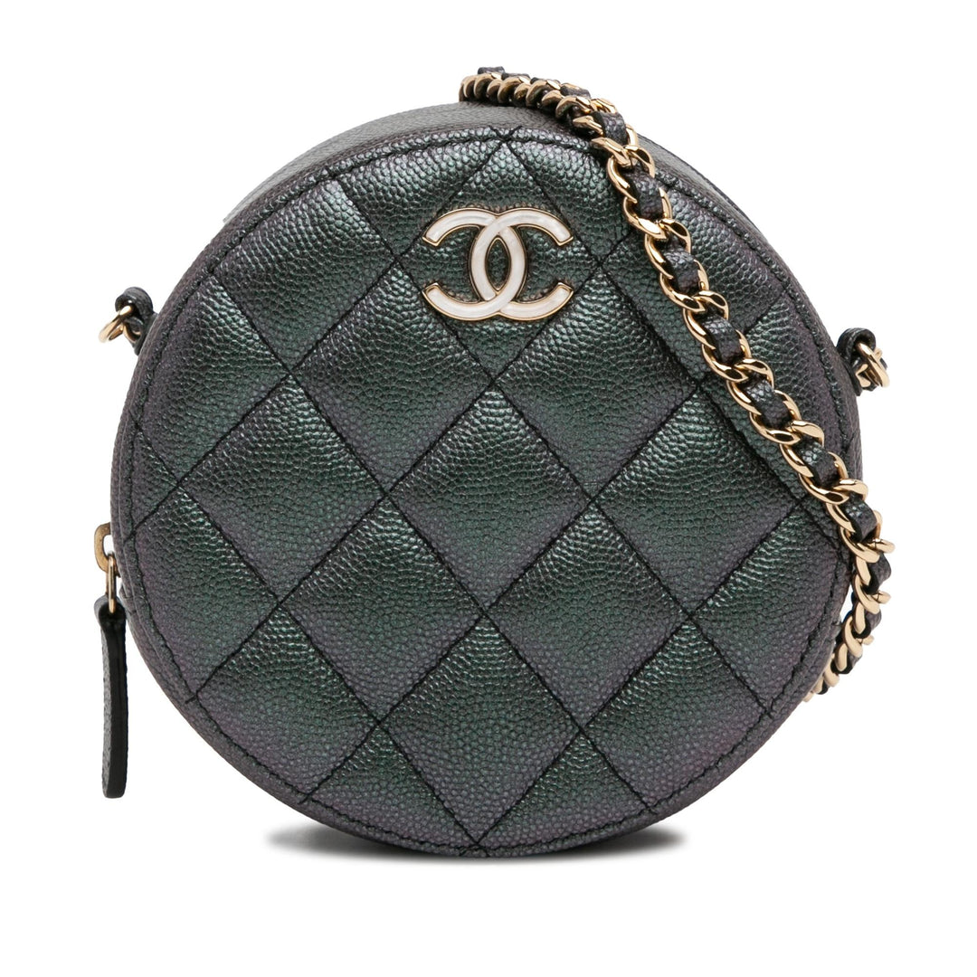 Top Quality Chanel Quilted Iridescent Caviar Round Clutch With Chain (SHG-5vHUZc)
