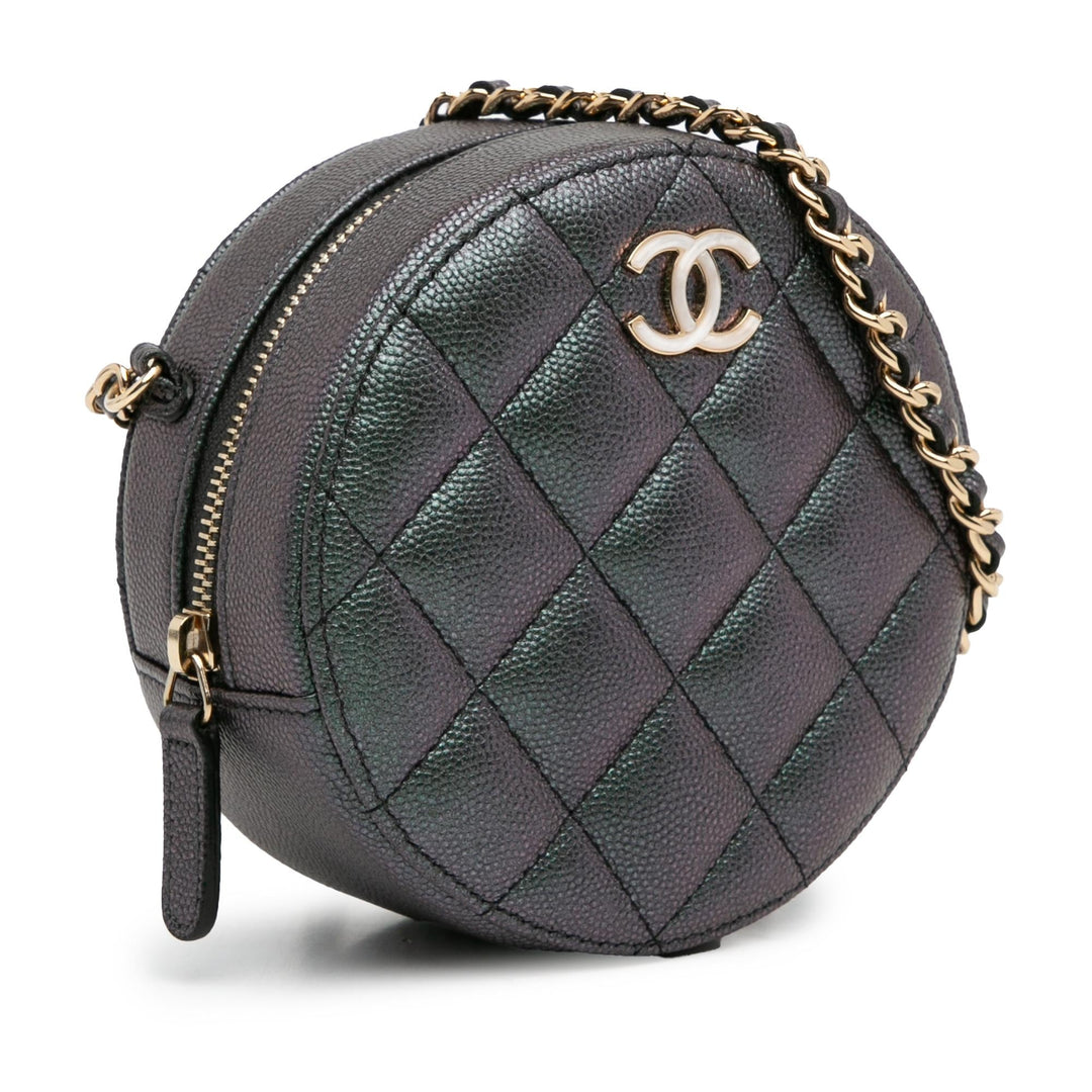Top Quality Chanel Quilted Iridescent Caviar Round Clutch With Chain (SHG-5vHUZc)