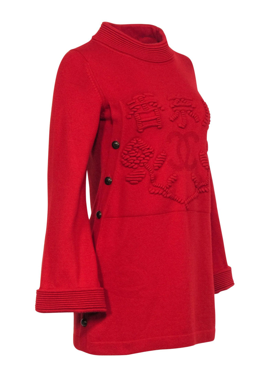 Top Quality Chanel - Red Cashmere Paris Shanghai Collection Sweater Sz 2