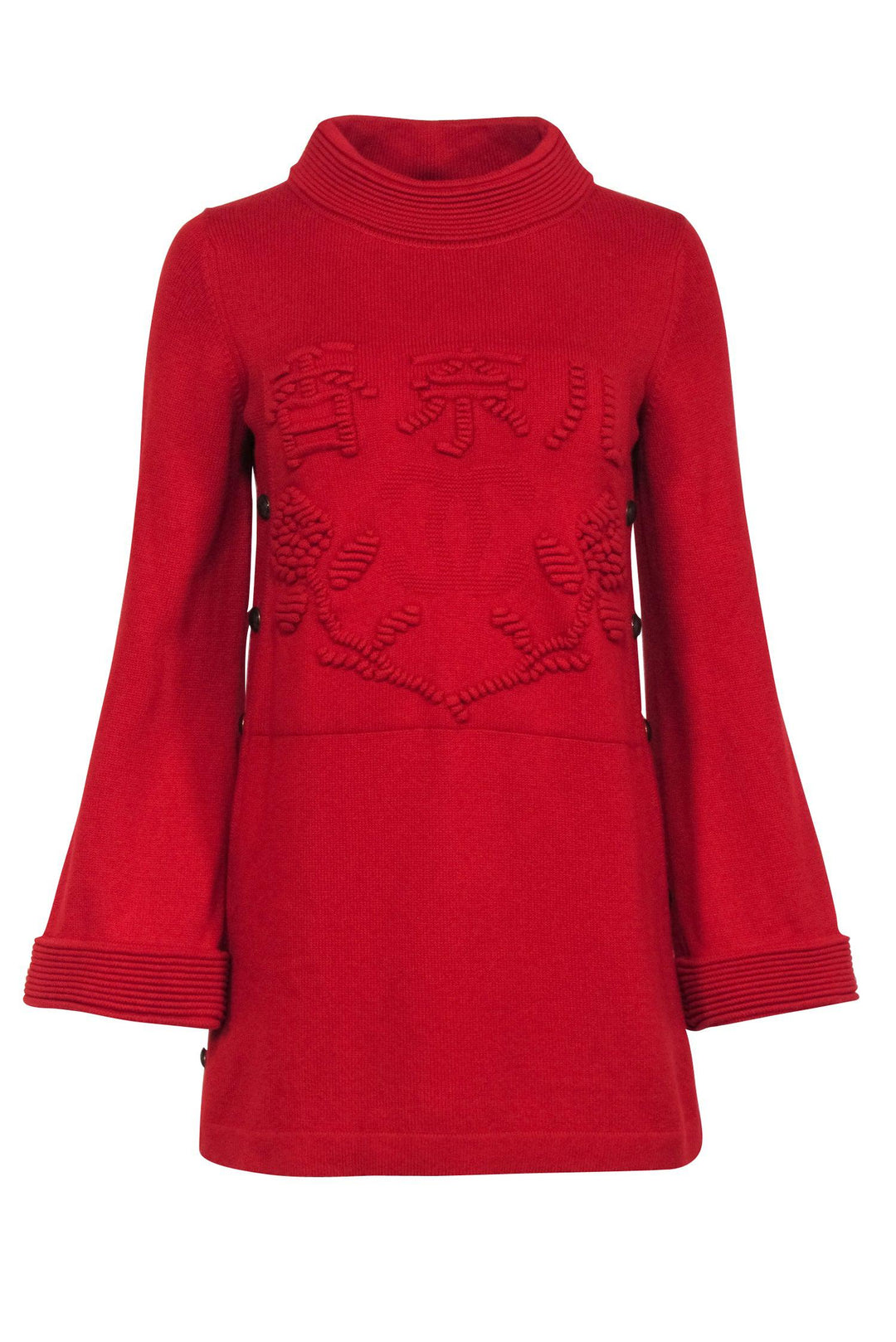 Top Quality Chanel - Red Cashmere Paris Shanghai Collection Sweater Sz 2