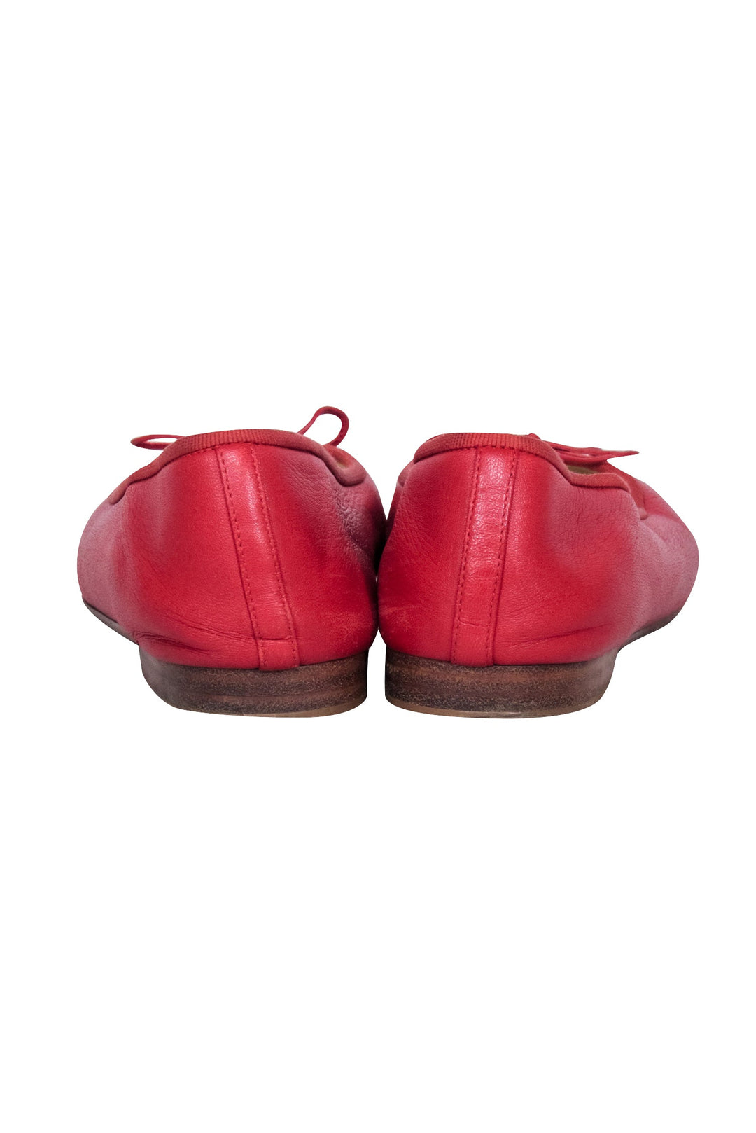 Top Quality Chanel - Red Leather Logo Toe Flats Sz 6.5