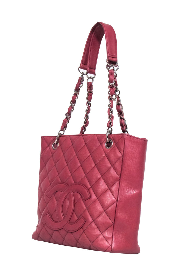 Top Quality Chanel - Red "Petit Caviar Shopping Tote" Shoulder Bag