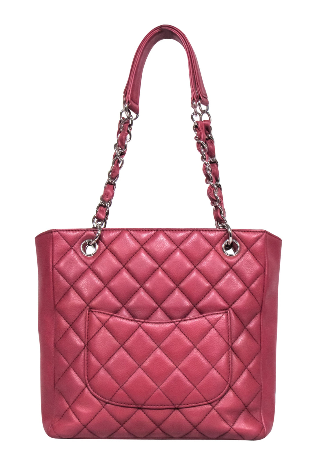 Top Quality Chanel - Red "Petit Caviar Shopping Tote" Shoulder Bag