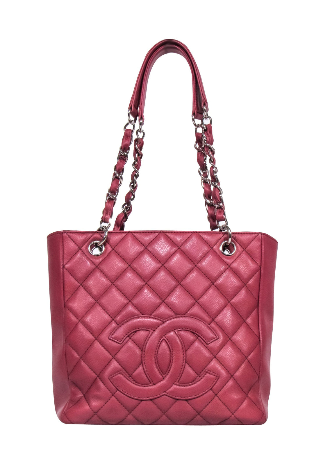 Top Quality Chanel - Red "Petit Caviar Shopping Tote" Shoulder Bag