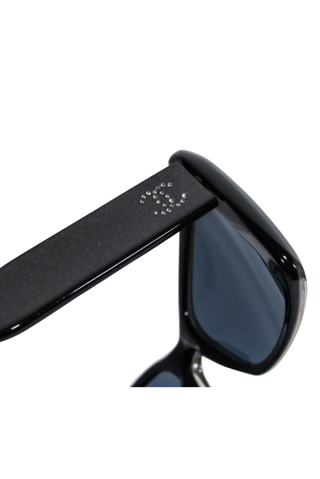 Top Quality Chanel - Silver & Black Star Rhinestone Detail Sunglasses
