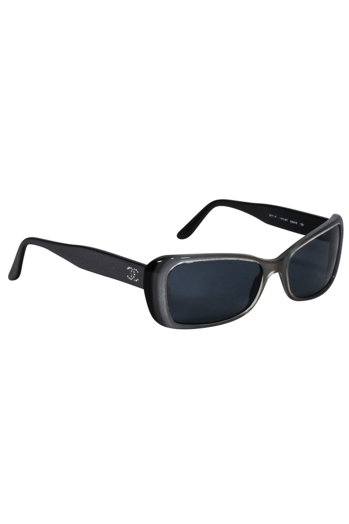 Top Quality Chanel - Silver & Black Star Rhinestone Detail Sunglasses