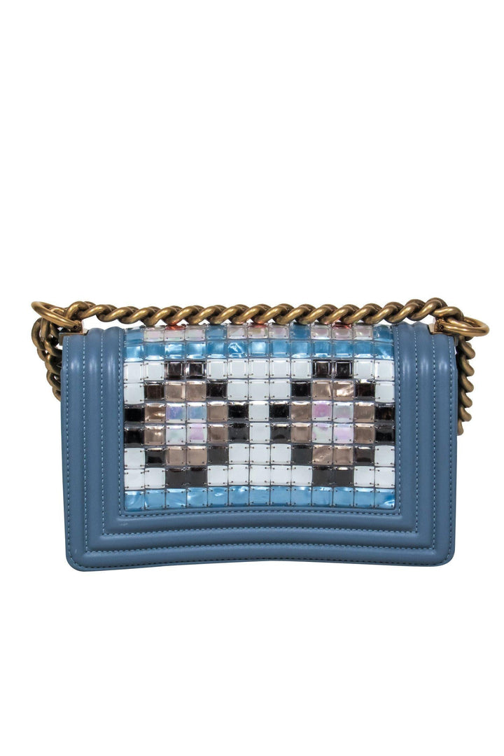 Top Quality Chanel - Slate Blue Mosaic Chain Boy Bag