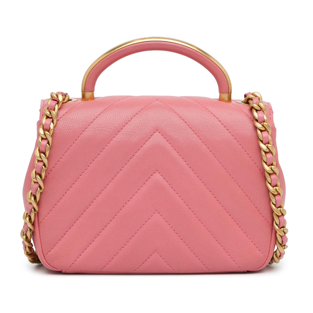 Top Quality Chanel Small Chevron Lambskin Reversed Round Flap (SHG-tiKa51)