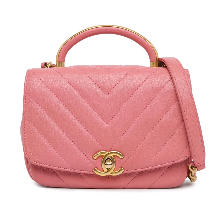 Top Quality Chanel Small Chevron Lambskin Reversed Round Flap (SHG-tiKa51)