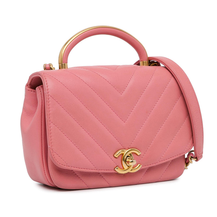 Top Quality Chanel Small Chevron Lambskin Reversed Round Flap (SHG-tiKa51)