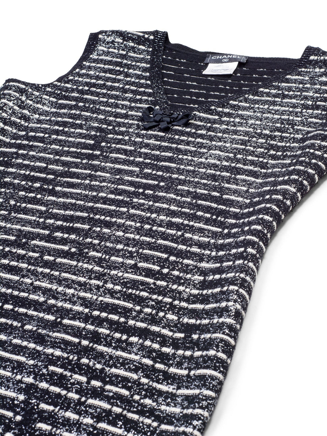 Top Quality Chanel Sparkly Knit CC Logo Dress Black White