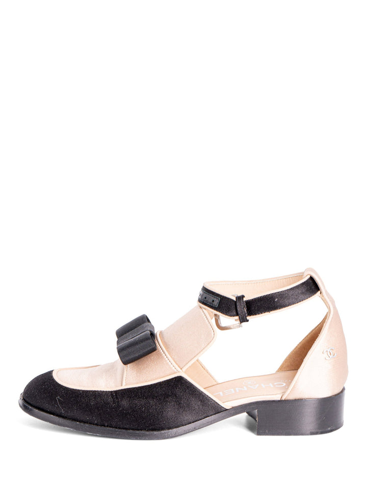 Top Quality Chanel Spring Runway 2015 Cut-Out Bow Oxfords Shoes Black Beige