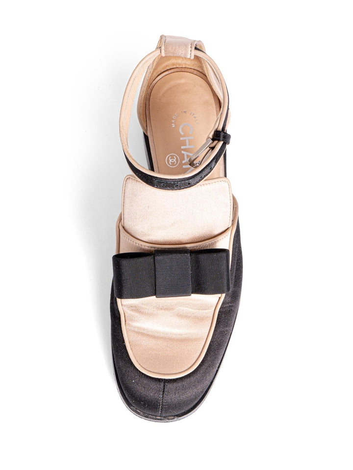 Top Quality Chanel Spring Runway 2015 Cut-Out Bow Oxfords Shoes Black Beige