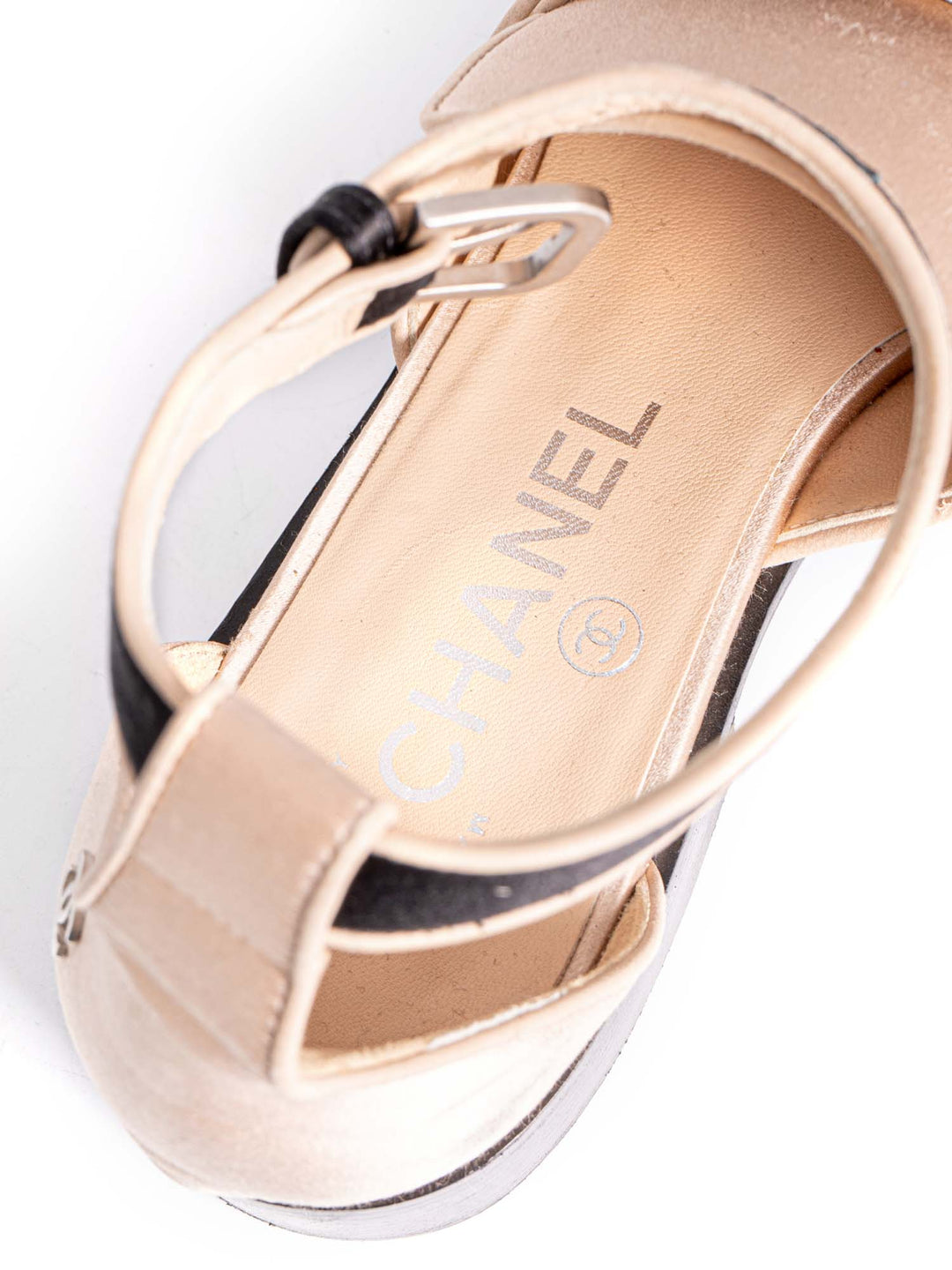 Top Quality Chanel Spring Runway 2015 Cut-Out Bow Oxfords Shoes Black Beige
