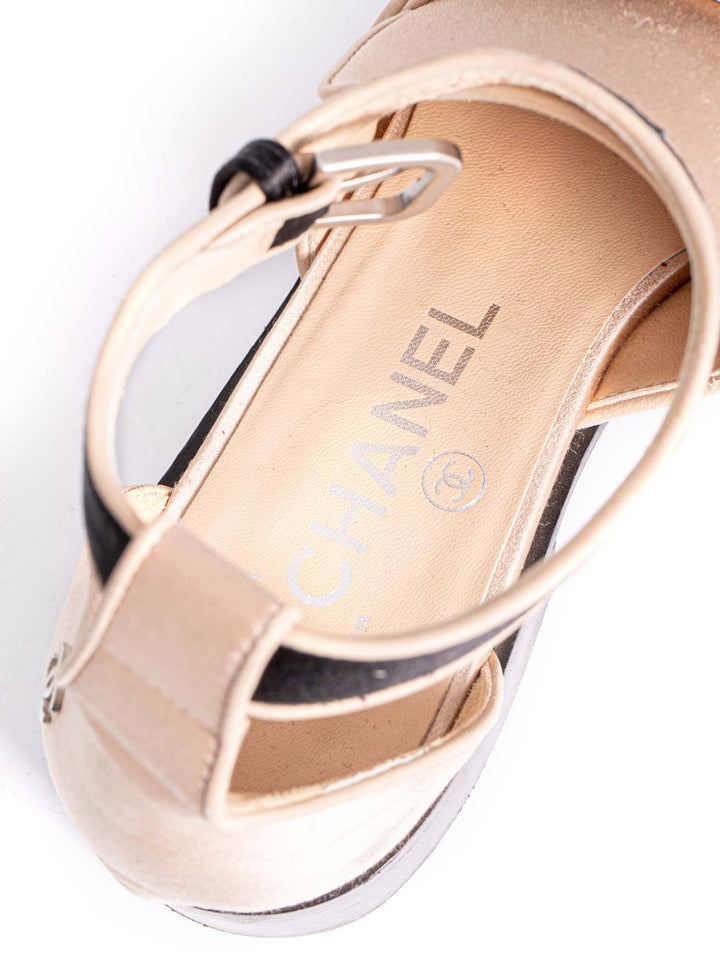 Top Quality Chanel Spring Runway 2015 Cut-Out Bow Oxfords Shoes Black Beige