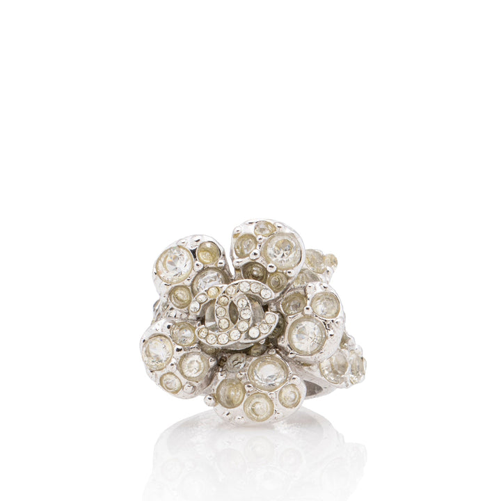 Top Quality Chanel Swarovski Crystal CC Camellia Ring - Size 7 (SHF-0leEV6)