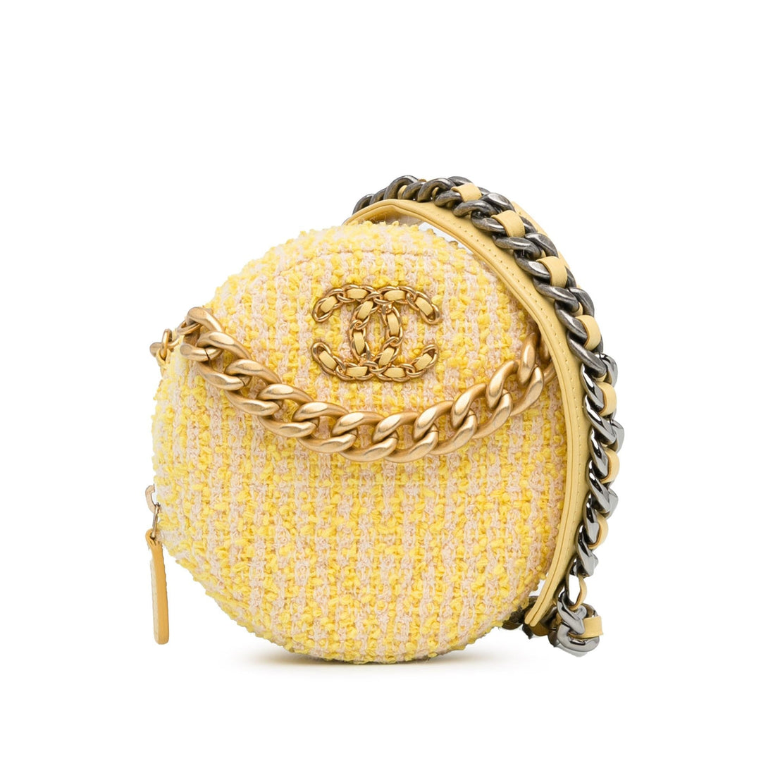 Top Quality Chanel Tweed 19 Round Clutch with Chain (SHG-9fV90G)