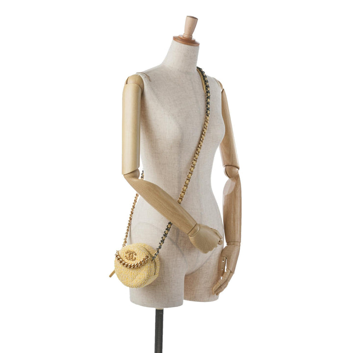 Top Quality Chanel Tweed 19 Round Clutch with Chain (SHG-9fV90G)