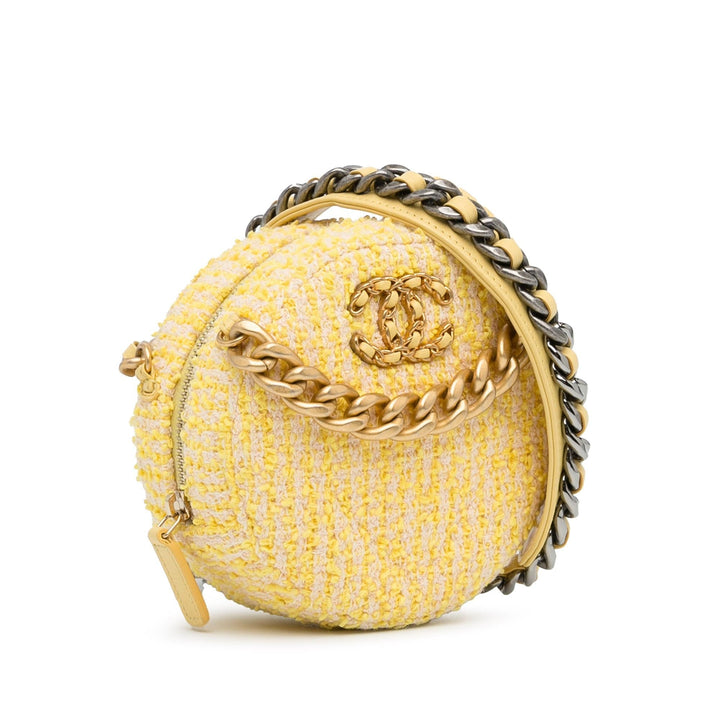 Top Quality Chanel Tweed 19 Round Clutch with Chain (SHG-9fV90G)