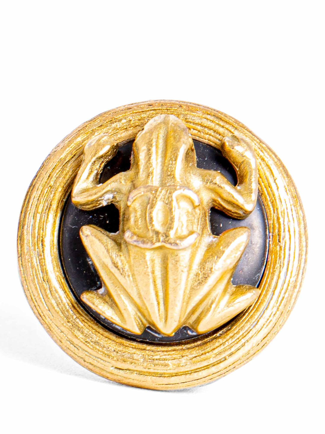 Top Quality Chanel Vintage CC Logo Frog Clip On Earrings Gold