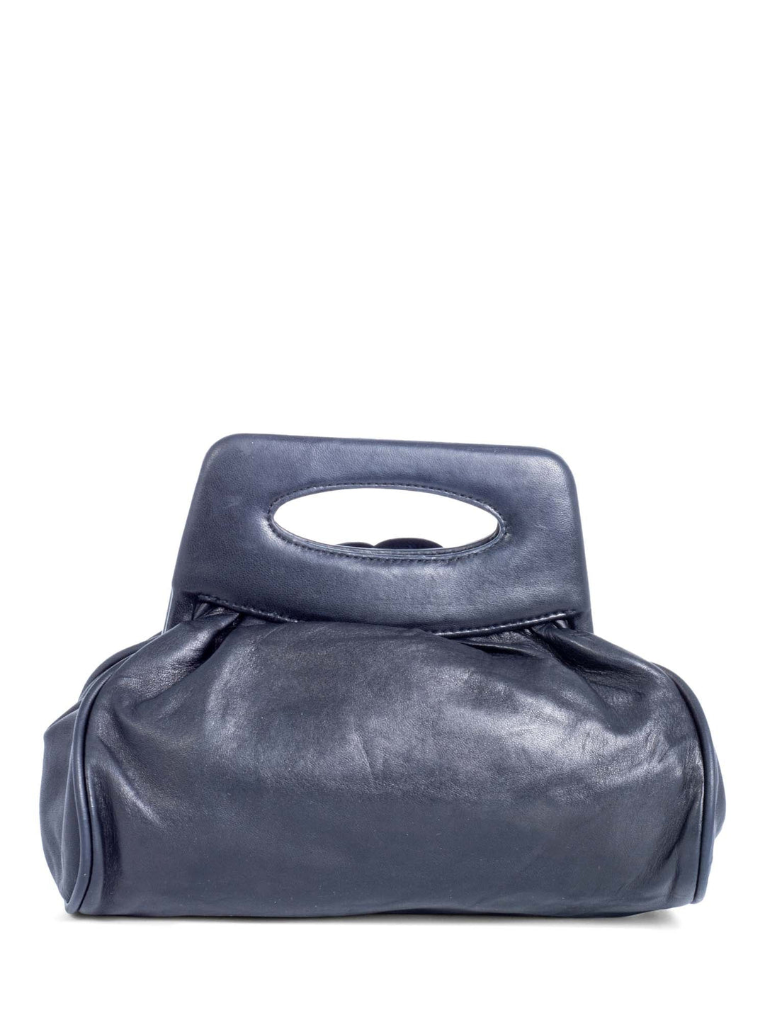 Top Quality Chanel Vintage Leather Camellia Top Handle Bag Black