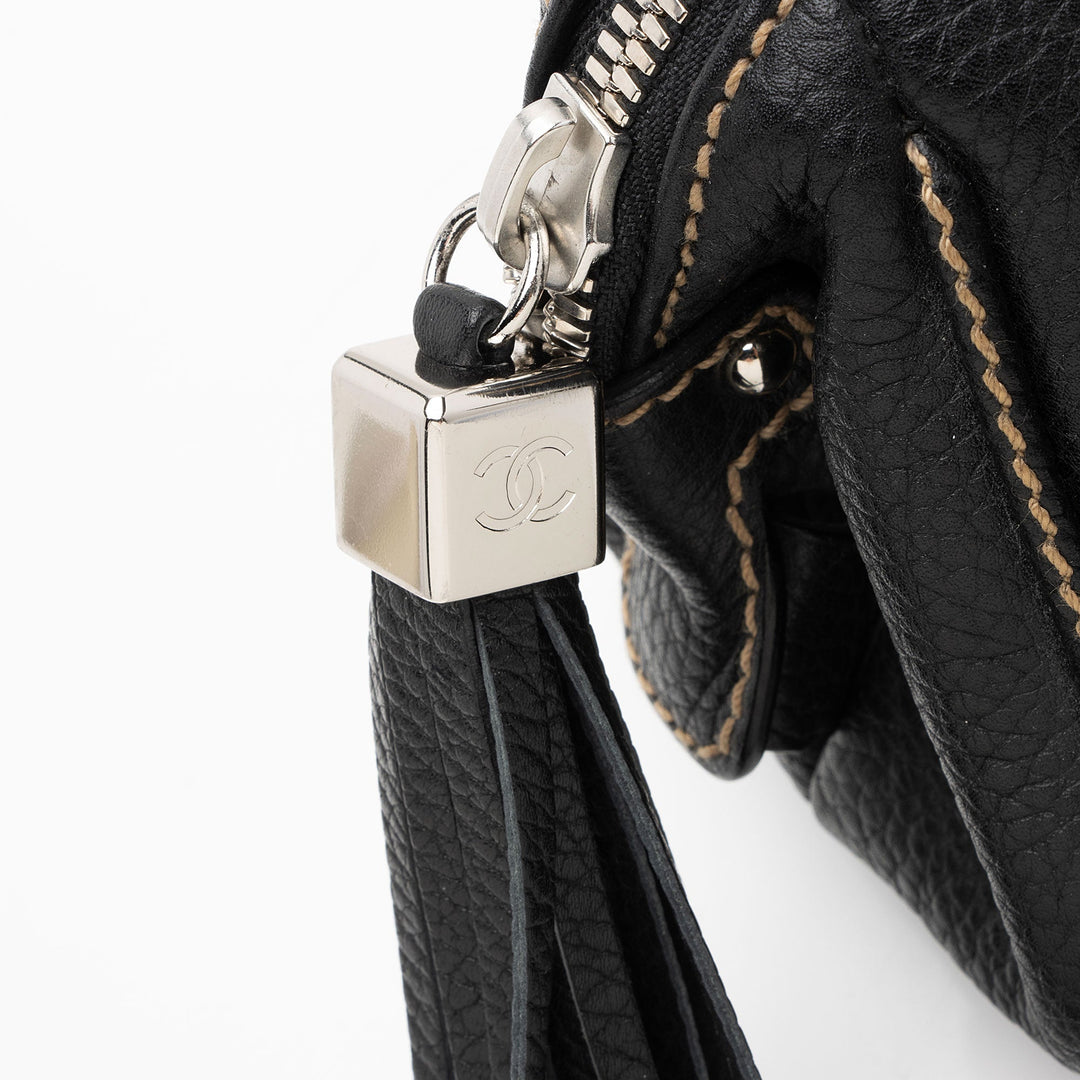 Top Quality Chanel Vintage Embossed Leather LAX Tassel Small Satchel (SHF-Y2nyR2)
