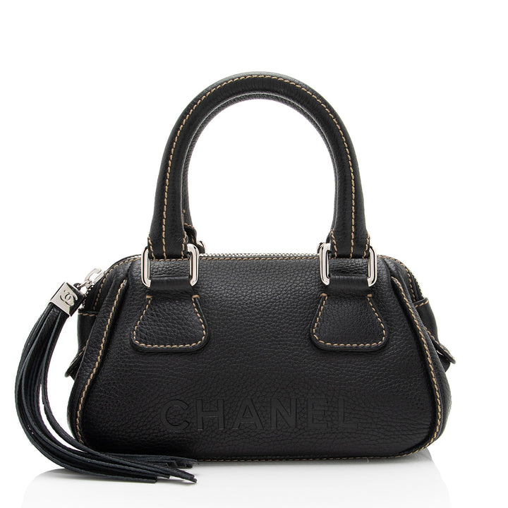 Top Quality Chanel Vintage Embossed Leather LAX Tassel Small Satchel (SHF-Y2nyR2)