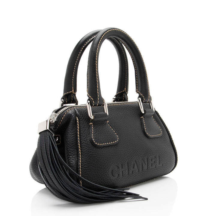 Top Quality Chanel Vintage Embossed Leather LAX Tassel Small Satchel (SHF-Y2nyR2)