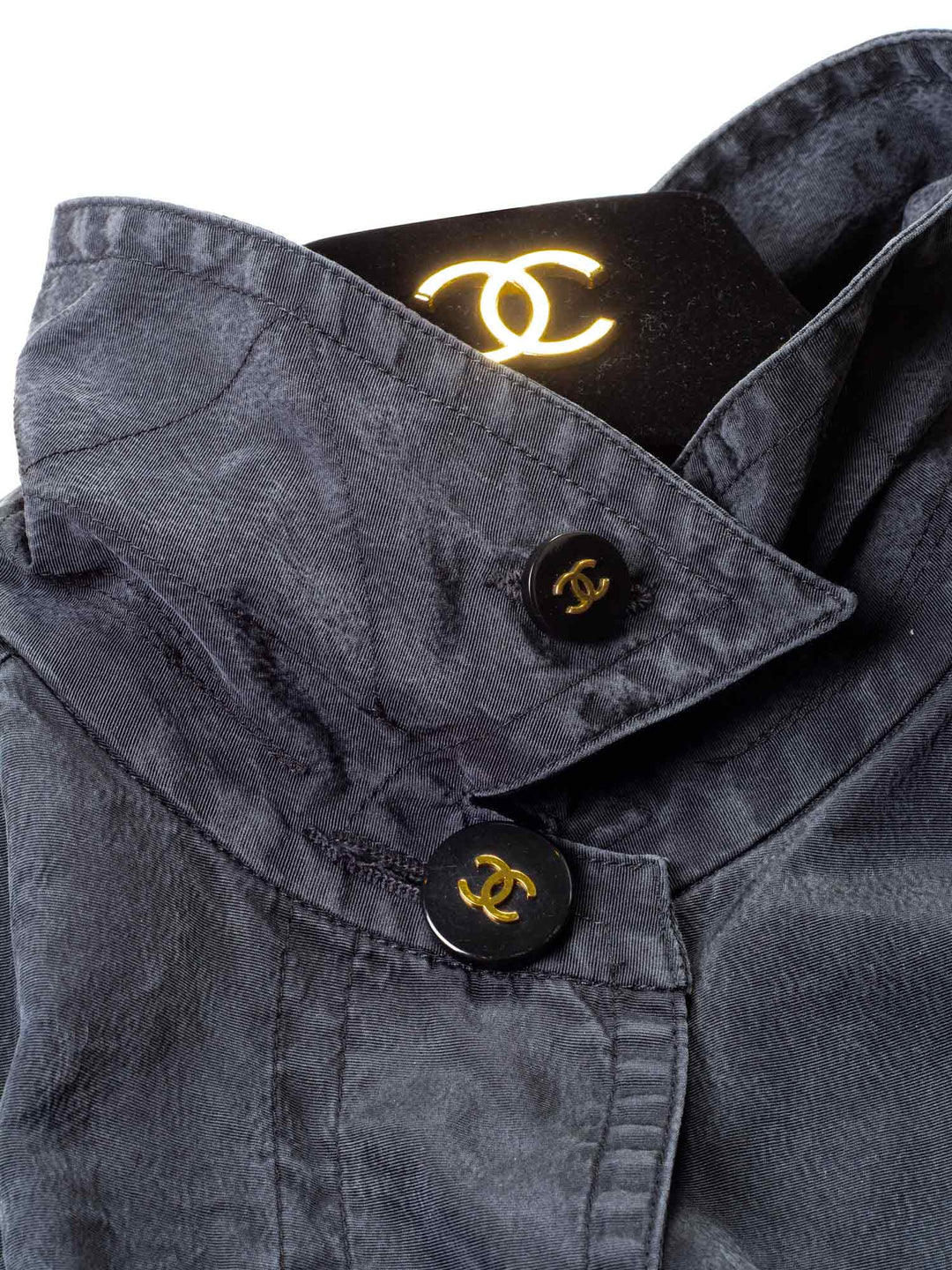 Top Quality Chanel Waterproof Cotton CC Logo Swing Raincoat Grey