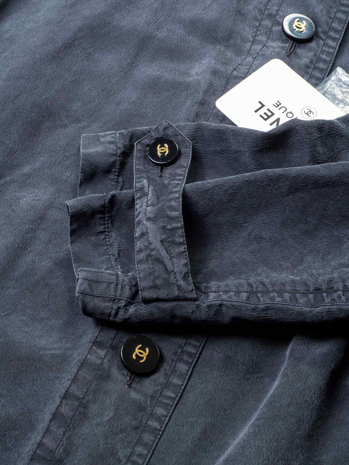 Top Quality Chanel Waterproof Cotton CC Logo Swing Raincoat Grey