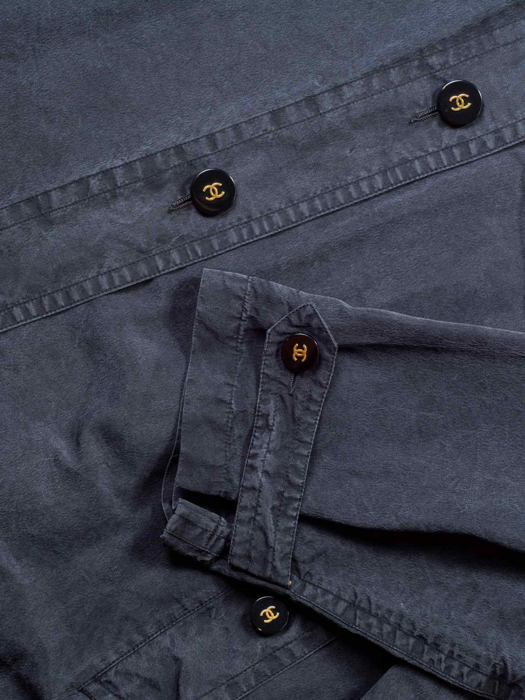 Top Quality Chanel Waterproof Cotton CC Logo Swing Raincoat Grey
