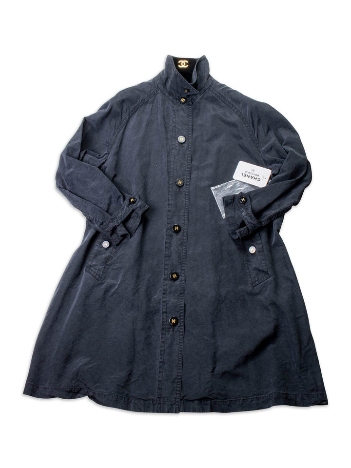 Top Quality Chanel Waterproof Cotton CC Logo Swing Raincoat Grey
