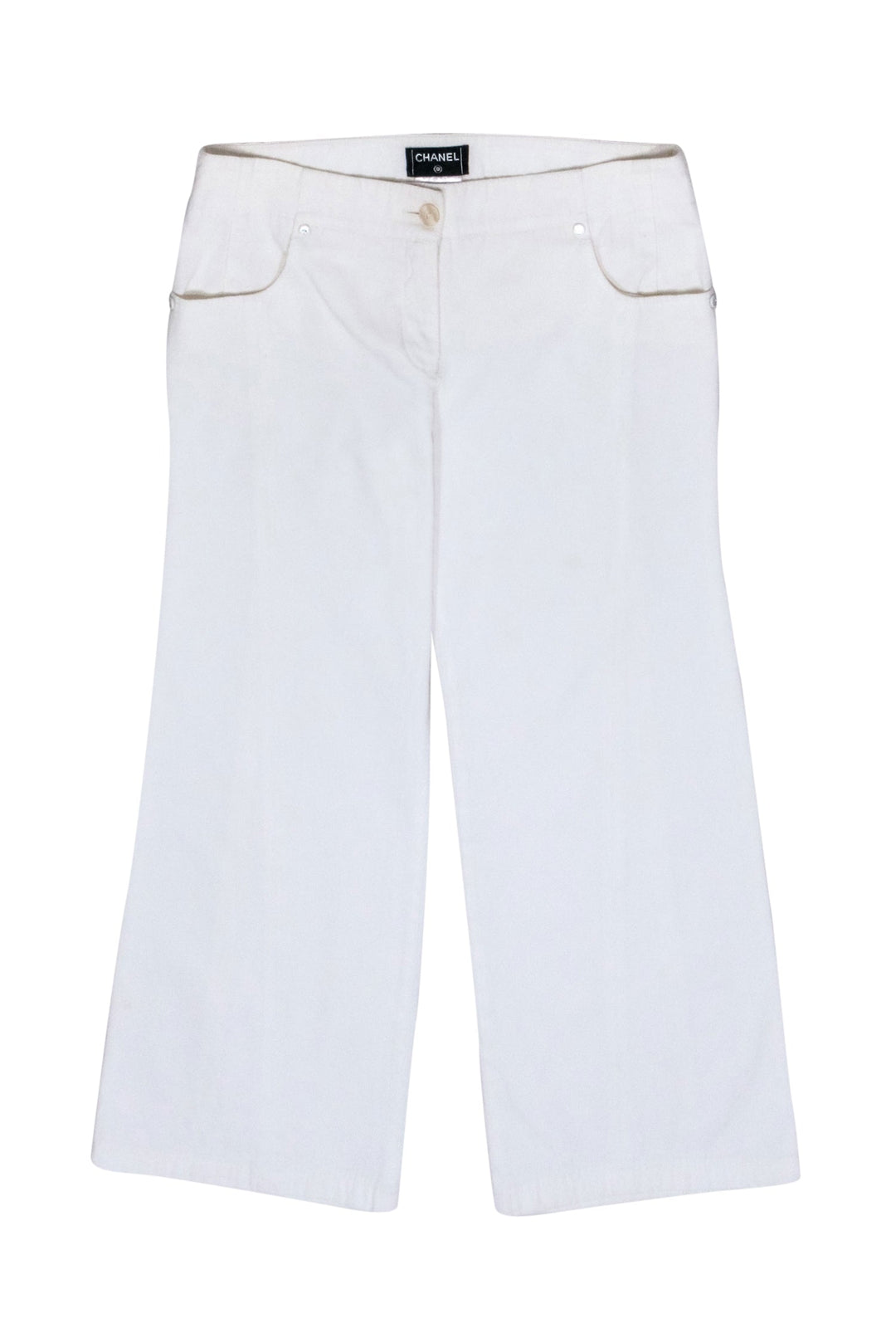 Top Quality Chanel - White Cropped Denim Pants Sz 8