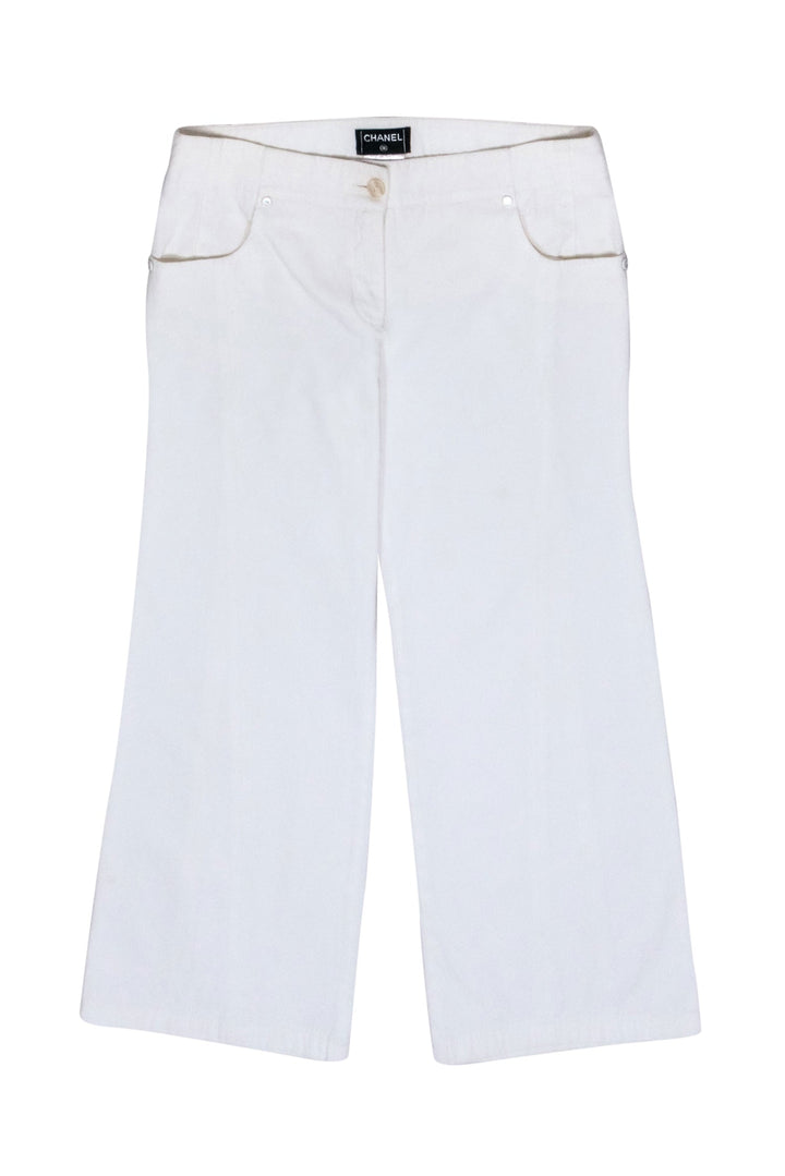 Top Quality Chanel - White Cropped Denim Pants Sz 8