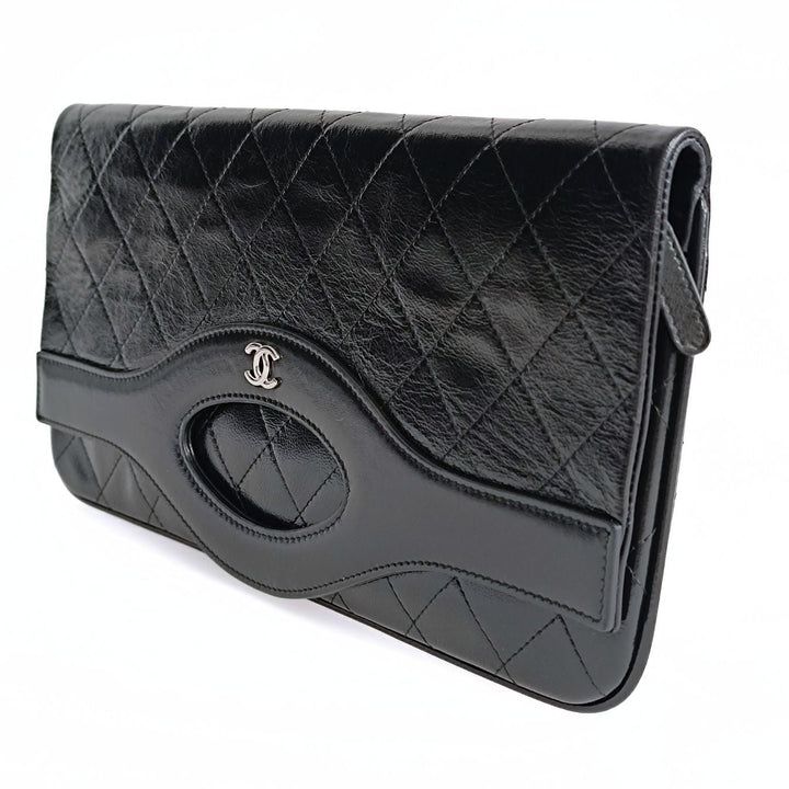 Top Quality Chanel Clutch handbag in matelasse black leather