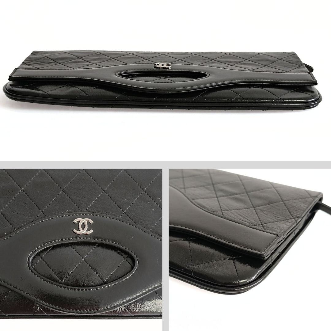 Top Quality Chanel Clutch handbag in matelasse black leather