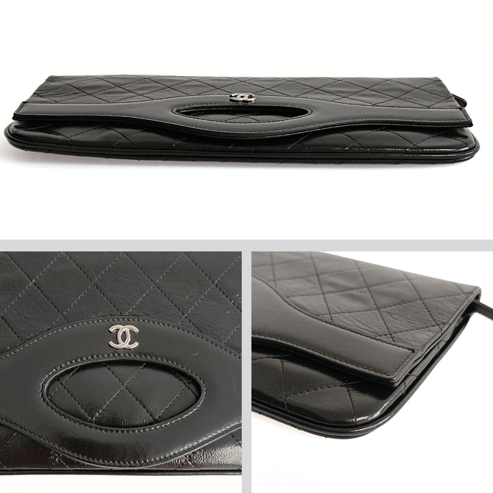 Top Quality Chanel Clutch handbag in matelasse black leather