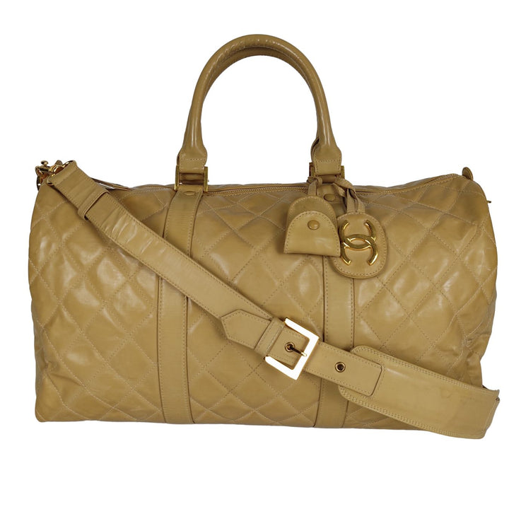 Top Quality Chanel Top Quality Chanel Top Quality Chanel quilted travel bag in beige patent leather