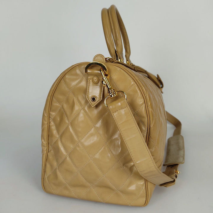 Top Quality Chanel Top Quality Chanel Top Quality Chanel quilted travel bag in beige patent leather