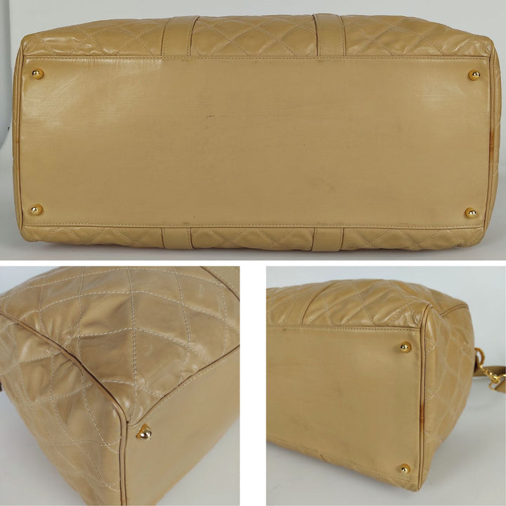 Top Quality Chanel Top Quality Chanel Top Quality Chanel quilted travel bag in beige patent leather