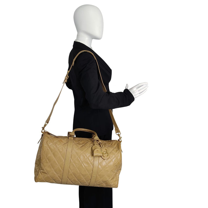 Top Quality Chanel Top Quality Chanel Top Quality Chanel quilted travel bag in beige patent leather