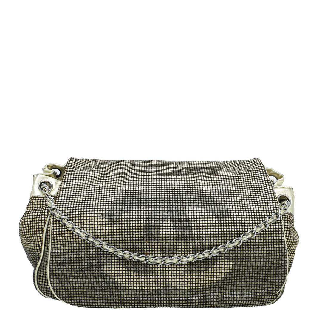 Chanel Gold CC Perforated Hollywood Accordion Flap Bag